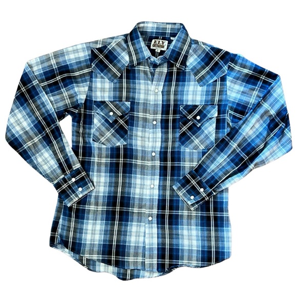 Youth Ely Cattleman Plaid Pearl Snap Western Rodeo Shirt - Youth Large - Picture 1 of 13